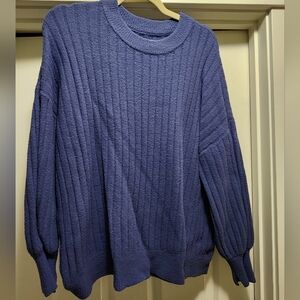 Aerie Women's Ribbed Knit Sweater - Rich Blue